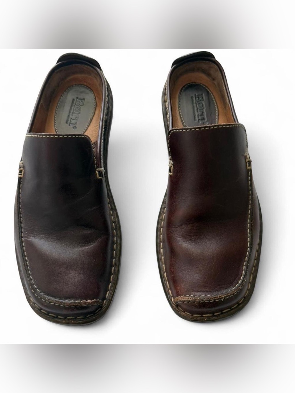 Born Dark Brown Leather Loafers Womens Size 7 Minimal Classic Comfort Slip On - Picture 6 of 8